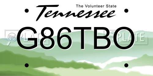 G86TBO Tennessee License Plate