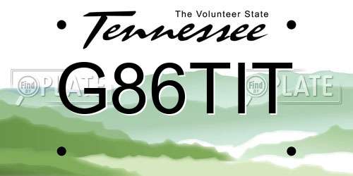 G86TIT Tennessee License Plate