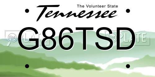 G86TSD Tennessee License Plate