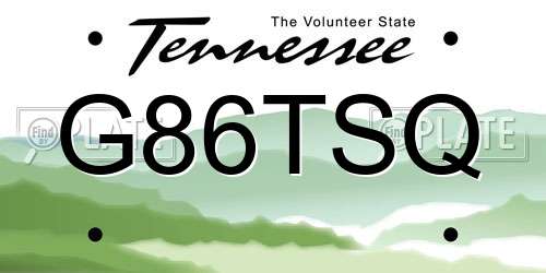 G86TSQ Tennessee License Plate
