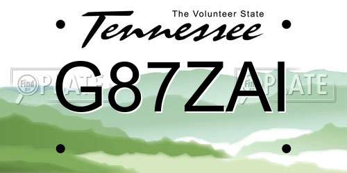 G87ZAI Tennessee License Plate