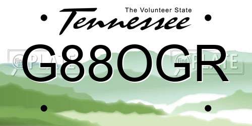 G88OGR Tennessee License Plate
