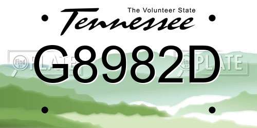 G8982D Tennessee License Plate