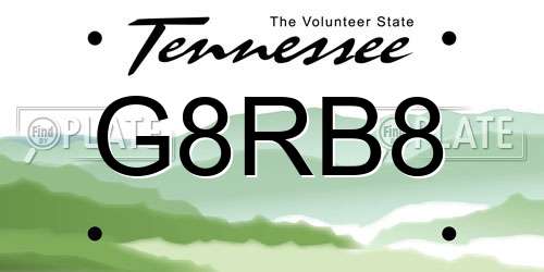 G8RB8 Tennessee License Plate