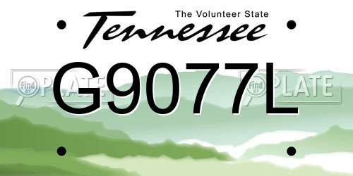 G9077L Tennessee License Plate
