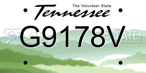 G9178V Tennessee License Plate