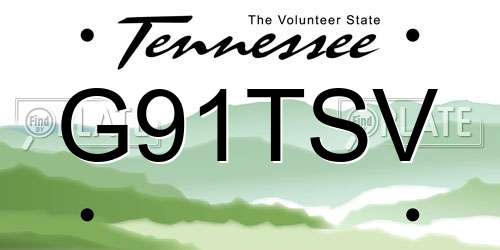 G91TSV Tennessee License Plate