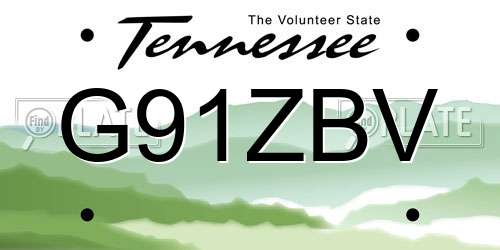 G91ZBV Tennessee License Plate