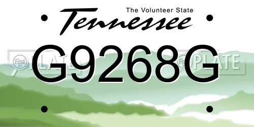 G9268G Tennessee License Plate