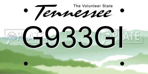 G933GI Tennessee License Plate