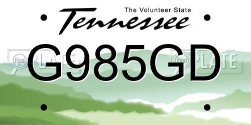 G985GD Tennessee License Plate