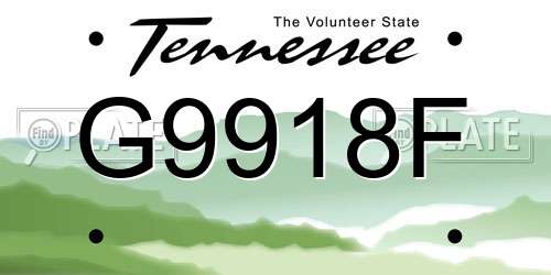G9918F Tennessee License Plate