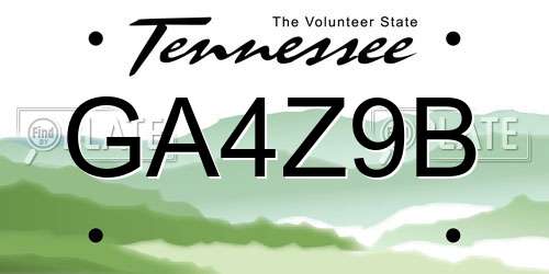 GA4Z9B Tennessee License Plate