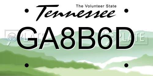 GA8B6D Tennessee License Plate