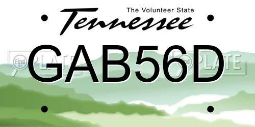 GAB56D Tennessee License Plate