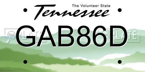 GAB86D Tennessee License Plate