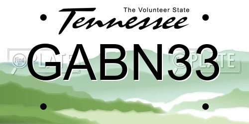 GABN33 Tennessee License Plate