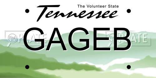 GAGEB Tennessee License Plate