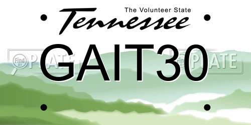 GAIT30 Tennessee License Plate