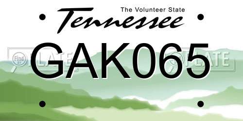 GAK065 Tennessee License Plate