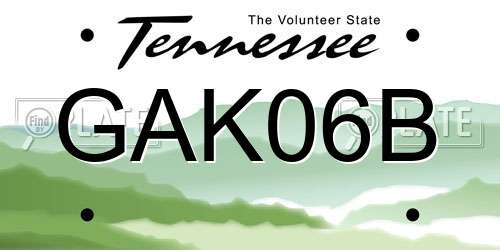 GAK06B Tennessee License Plate