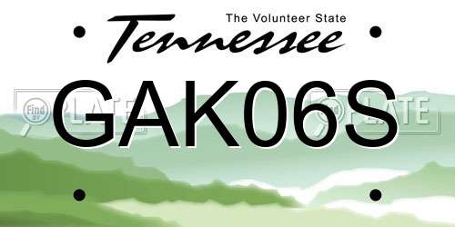 GAK06S Tennessee License Plate