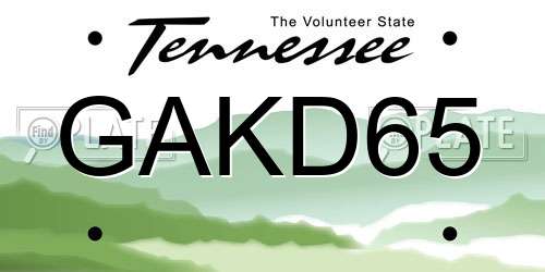 GAKD65 Tennessee License Plate