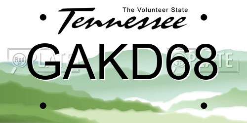 GAKD68 Tennessee License Plate