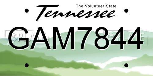 GAM7844 Tennessee License Plate