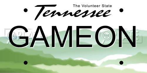 GAMEON Tennessee License Plate