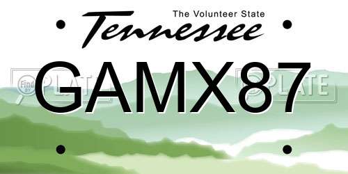 GAMX87 Tennessee License Plate