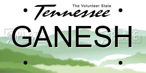 GANESH Tennessee License Plate