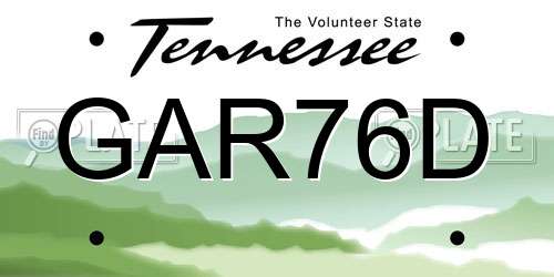GAR76D Tennessee License Plate