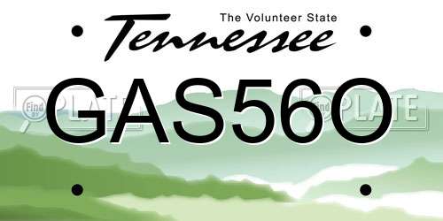 GAS56O Tennessee License Plate