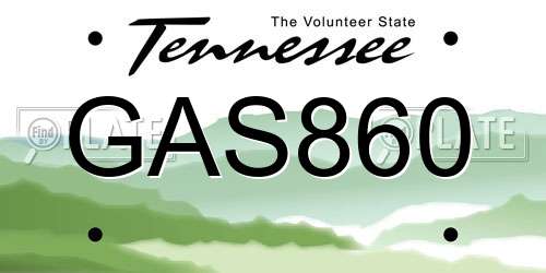 GAS860 Tennessee License Plate