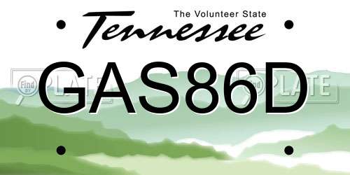 GAS86D Tennessee License Plate