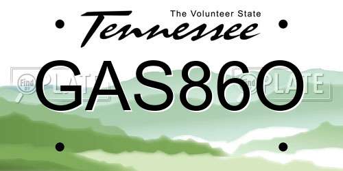 GAS86O Tennessee License Plate