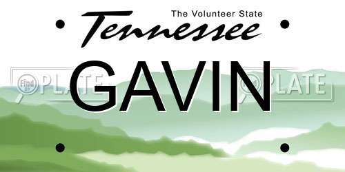 GAVIN Tennessee License Plate