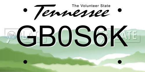 GB0S6K Tennessee License Plate