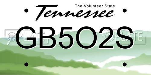 GB5O2S Tennessee License Plate