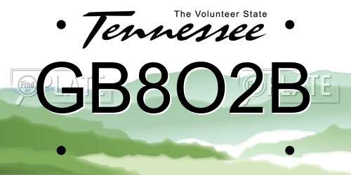 GB8O2B Tennessee License Plate