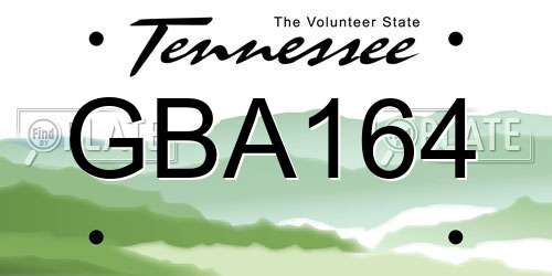 GBA164 Tennessee License Plate