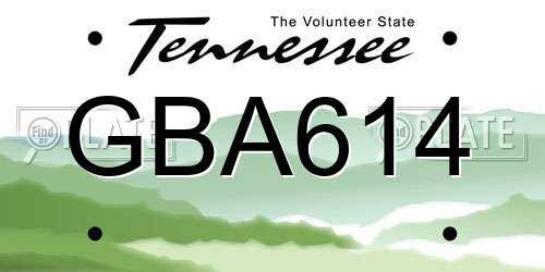 GBA614 Tennessee License Plate