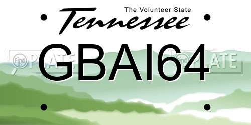 GBAI64 Tennessee License Plate
