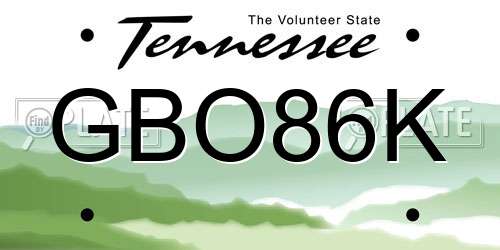 GBO86K Tennessee License Plate