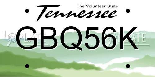 GBQ56K Tennessee License Plate