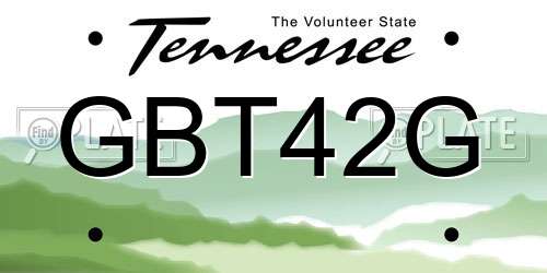 GBT42G Tennessee License Plate