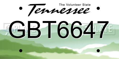GBT6647 Tennessee License Plate