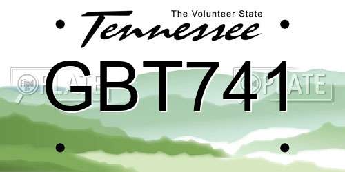 GBT741 Tennessee License Plate