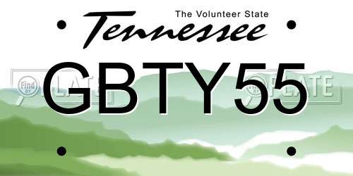 GBTY55 Tennessee License Plate